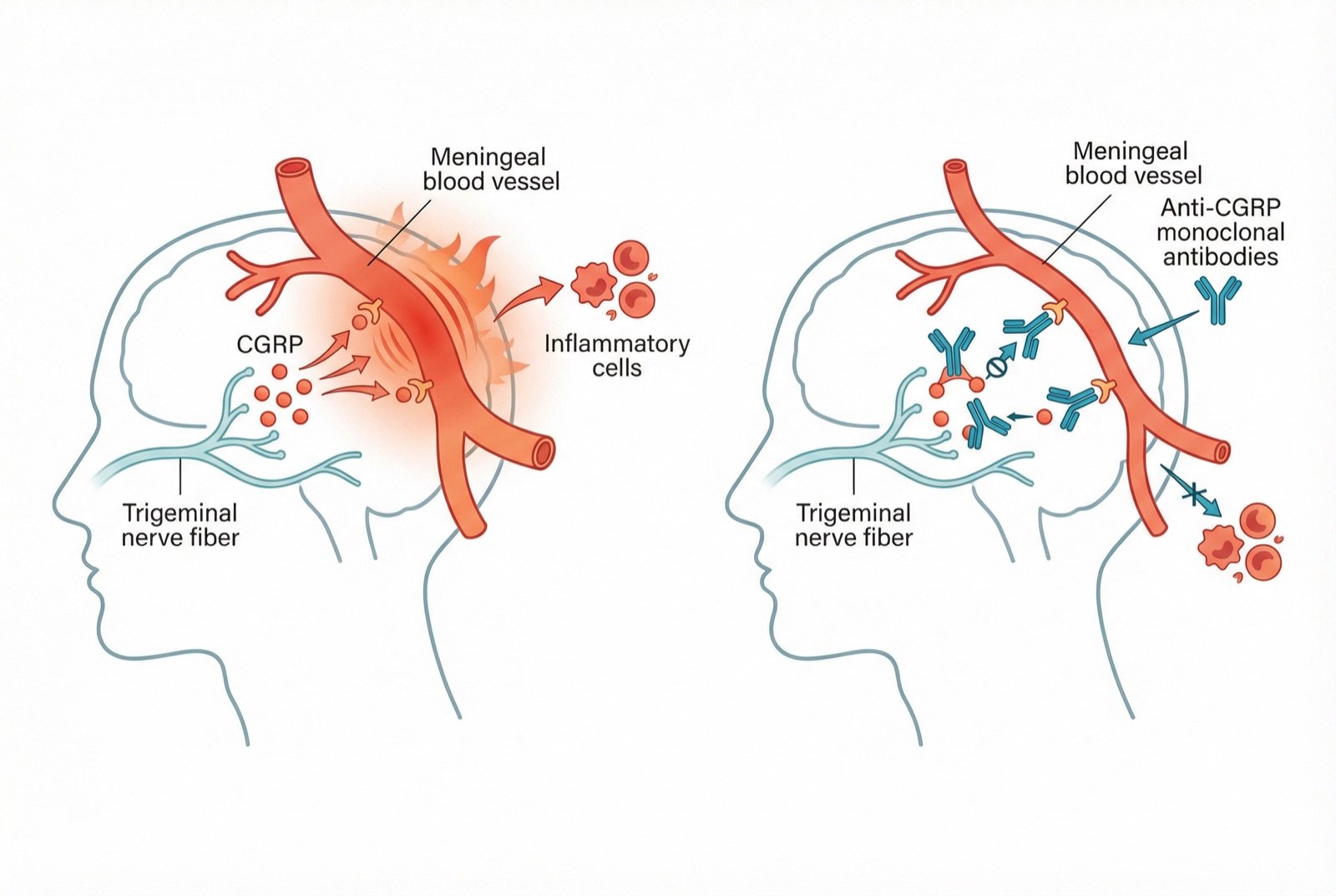 Mecanismo de acción de los anticuerpos monoclonales anti-CGRP: bloqueo del péptido CGRP o de su receptor en la prevención de la migraña