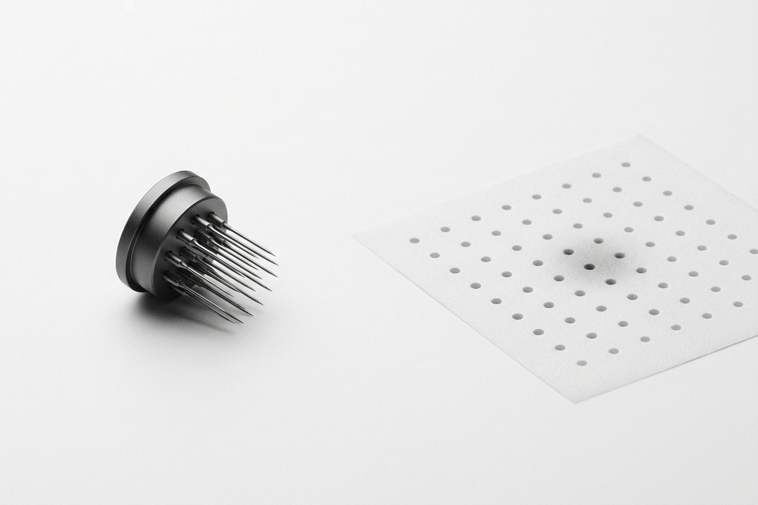 Técnica de mesoterapia: microaguja 30G con inyección superficial (0,1-0,3 mL) en patrón de cuadrícula regular sobre área dolorosa