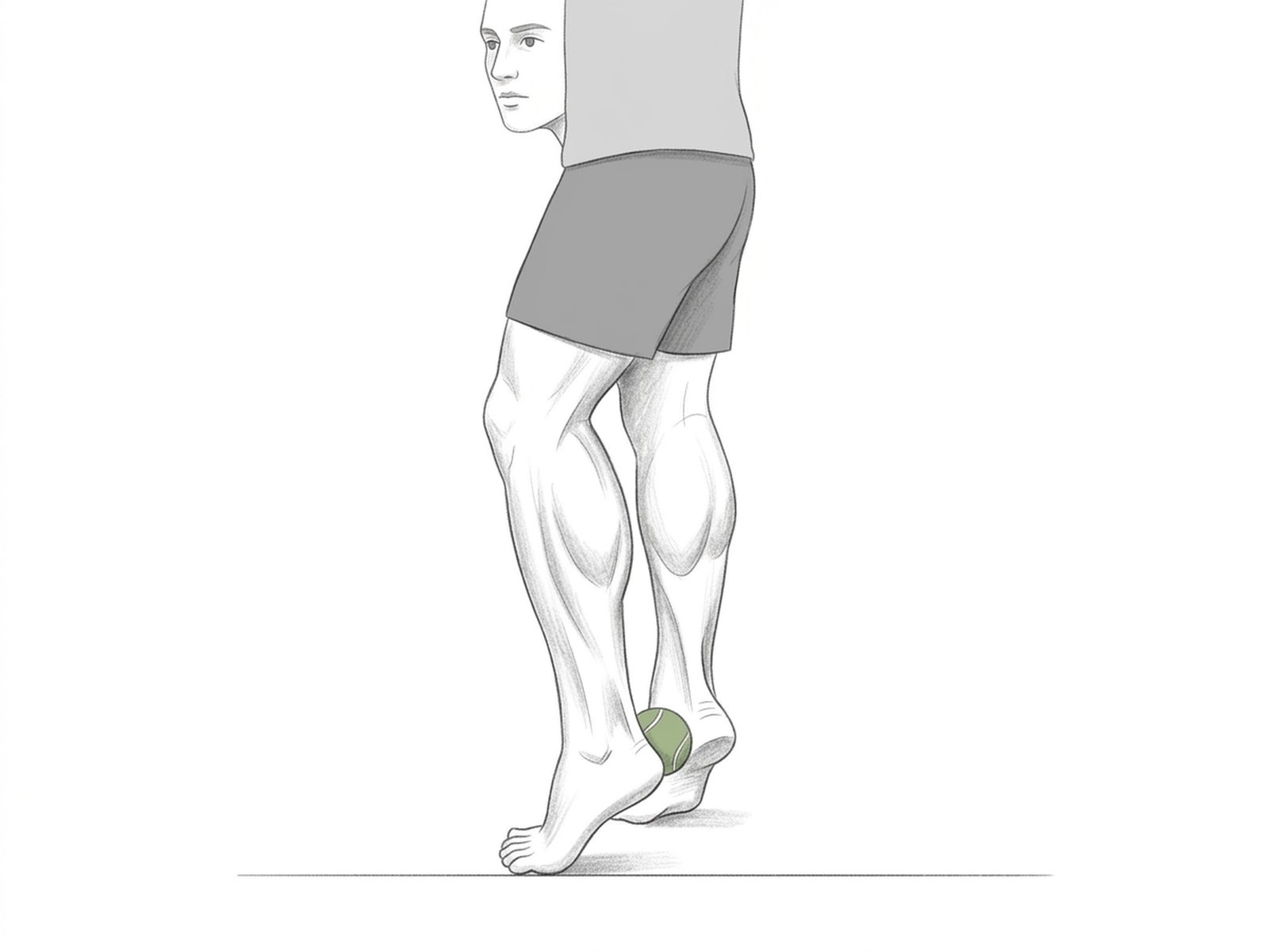 Elevación de Talón Unilateral con Pelota entre los Talones